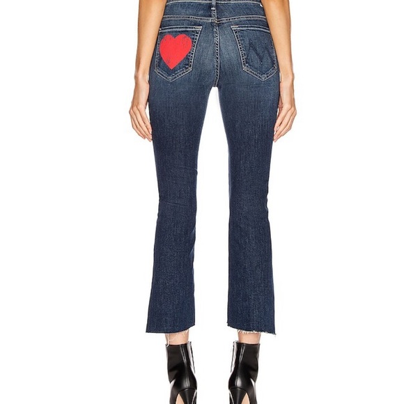 MOTHER Women's Boot Cut Jeans - Blue with Red Heart - Picture 15 of 16